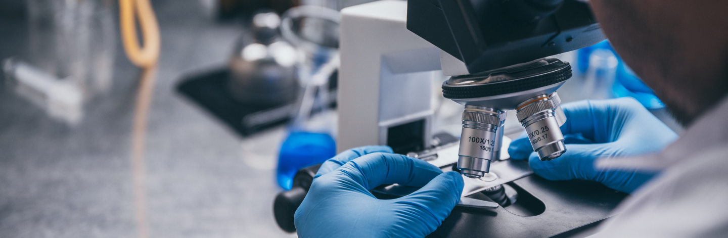 Health care researchers working in life science laboratory