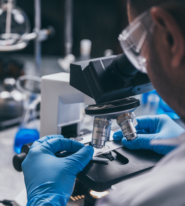 Health care researchers working in life science laboratory